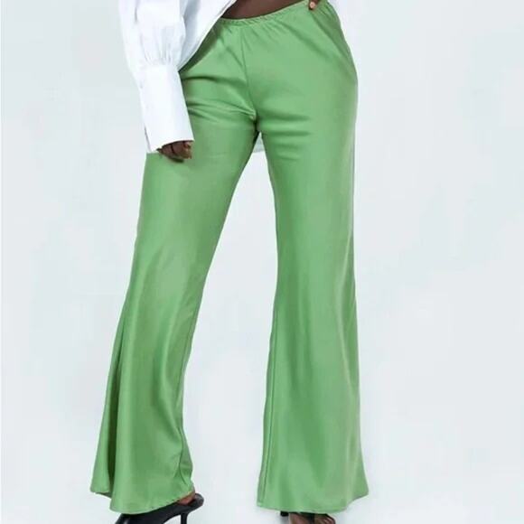 Princess Polly Joshua Low Rise Wide Leg Pants Green Size 8 NWT - Picture 1 of 9